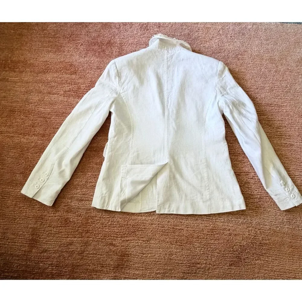 Chadwicks Classics Cream Linen Blend Blazer Size 2P Vintage Inspired